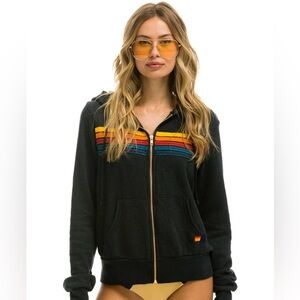 Aviator Nation Set Charcoal 5 Stripe Hoodie & Sweatpant Medium